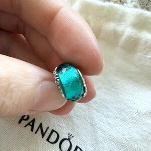 Pandora Teal Murano Glass Charm Friends Always